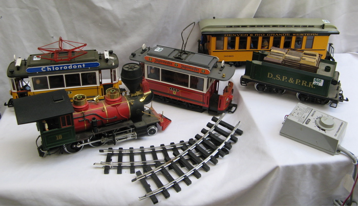 Appraisal: SIX PIECES LGB G scale red and green locomotive D