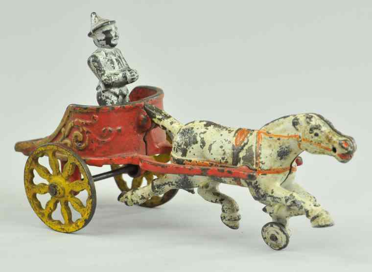 Appraisal: KENTON CLOWN CHARIOT Kenton cast iron open chariot painted in