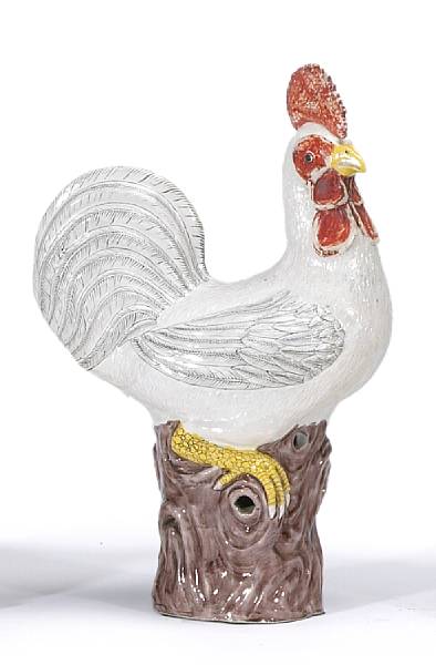 Appraisal: A Chinese enameled porcelain cockerel th century The alert white