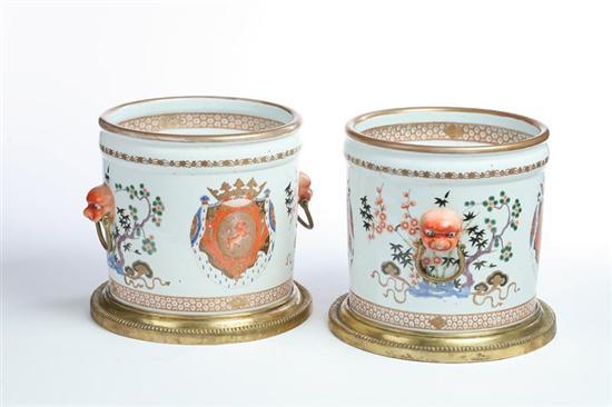 Appraisal: PAIR OF EXPORT JARDINIERES Chinese late th-early th century porcelain