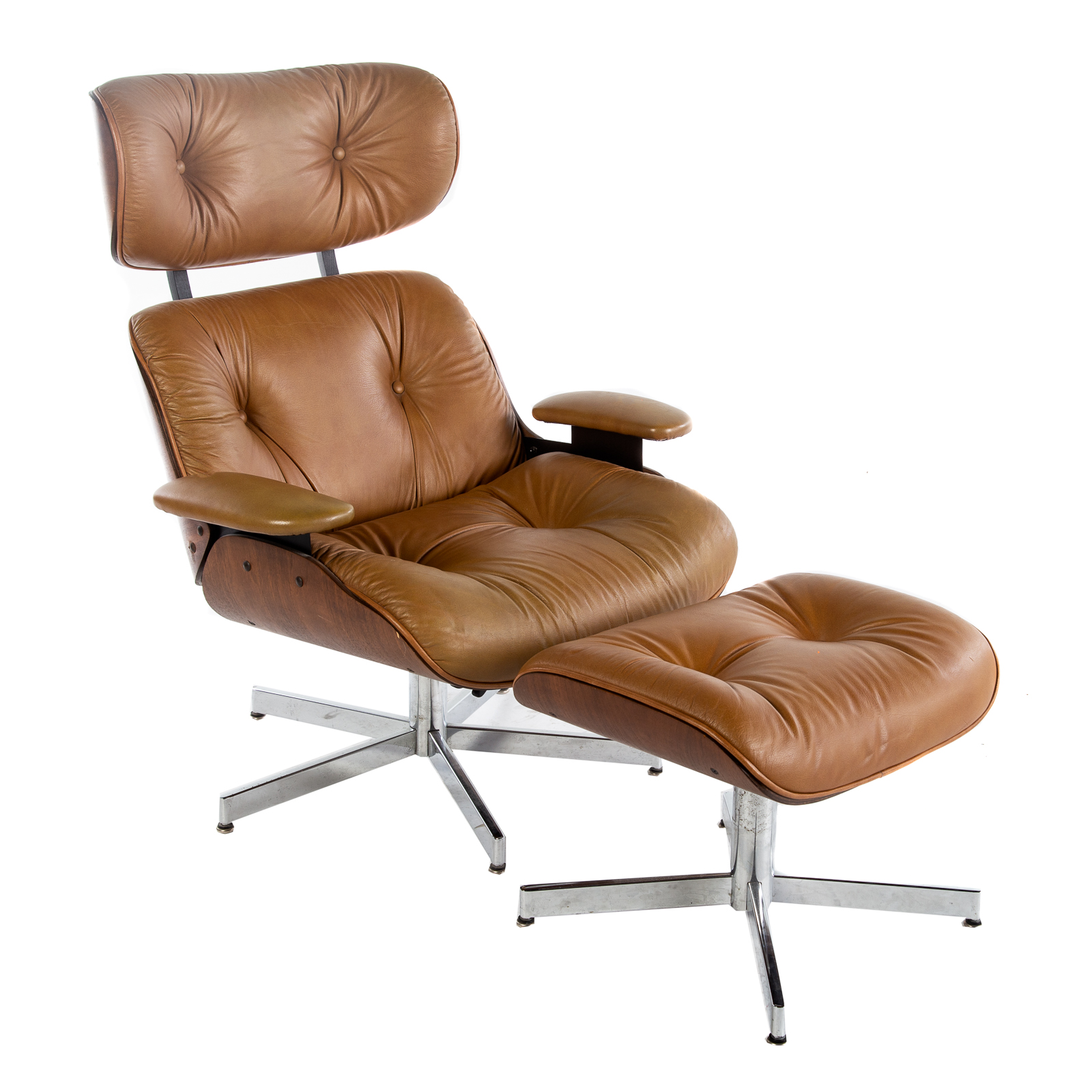 Appraisal: EAMES STYLE CHAIR OTTOMAN BY SELIG Chair - in H