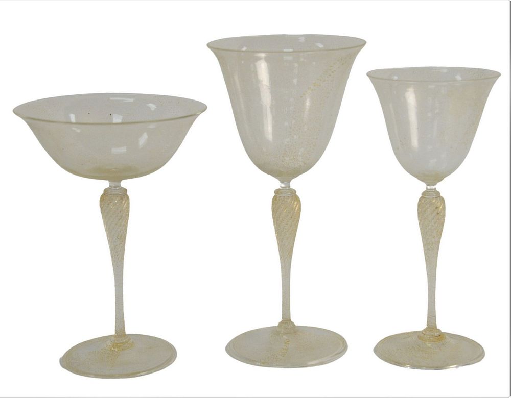 Appraisal: Thirty-Seven Piece Venetian Glass Stemware Set having twist stem and