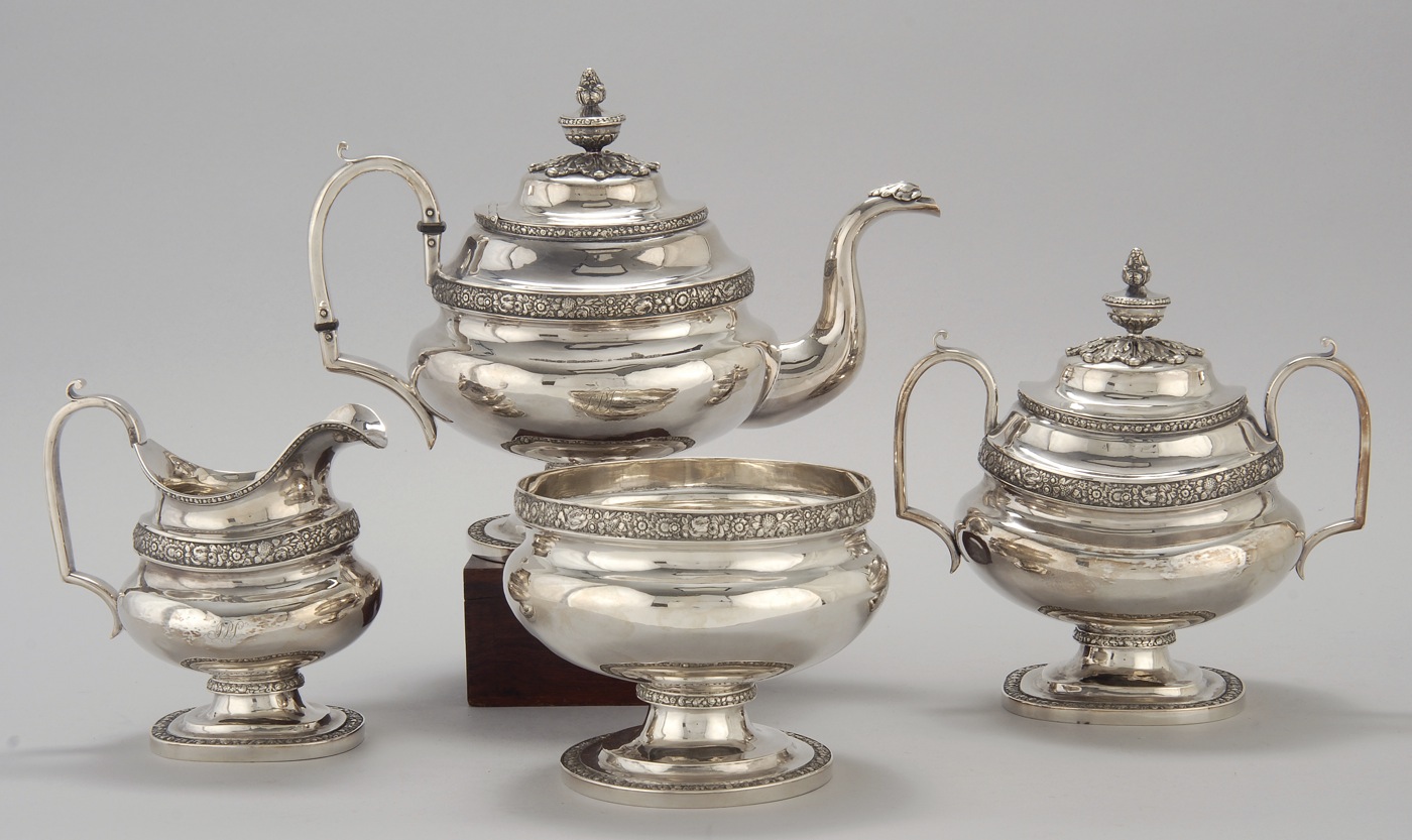 Appraisal: FOUR-PIECE SILVER TEA SET BY JOHN WESLEY FORBES OF NEW