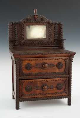 Appraisal: A Tramp Art Doll Dresser Apprx - H x -