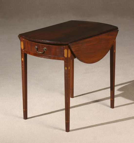 Appraisal: Federal Satinwood Inlaid Mahogany Pembroke Table New York - Brasses