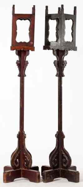 Appraisal: Pair of Antique Chinese Lantern Standscirca or earlier patinated hardwood