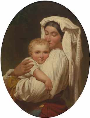 Appraisal: Frederick Goodall British - Italian Mother and Child Oil on