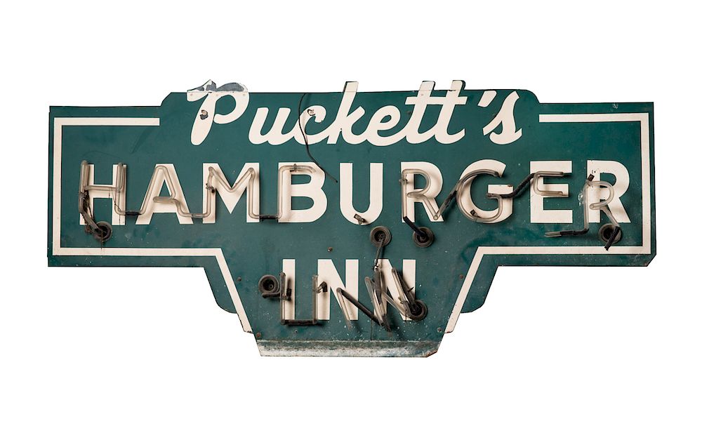 Appraisal: Circleville Ohio Puckett's Hamburger Inn Neon Sign Sided Neon Sign