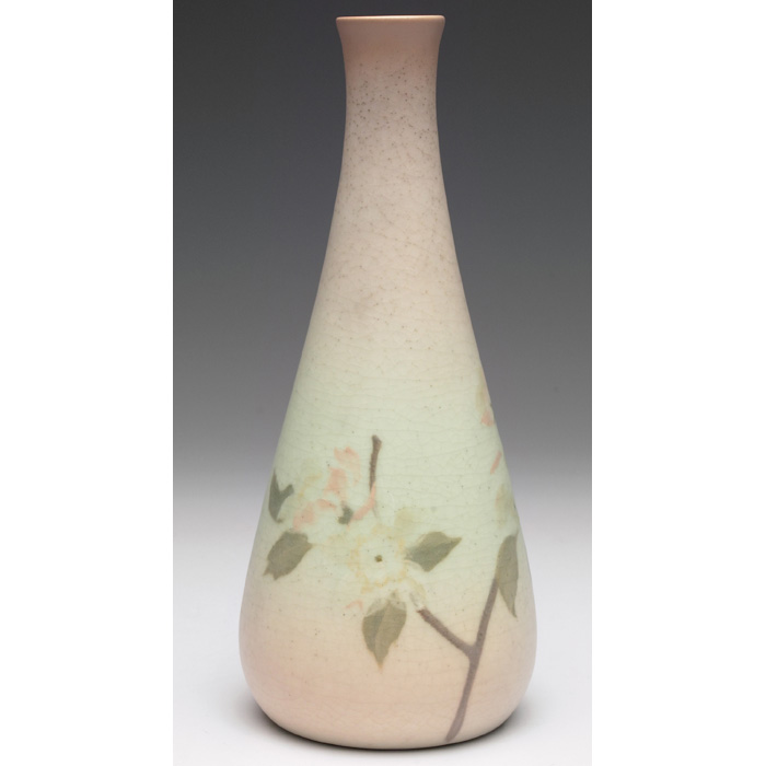 Appraisal: Rookwood vase Vellum glaze with nicely painted blossoming branches executed