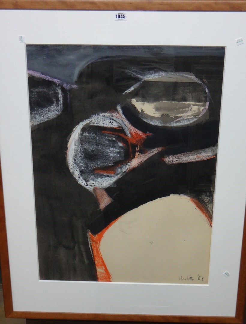 Appraisal: Adrian Heath - Black and orange abstract mixed media signed