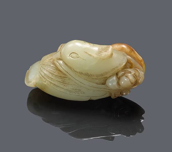 Appraisal: A jade carving of a duck Seen with its head