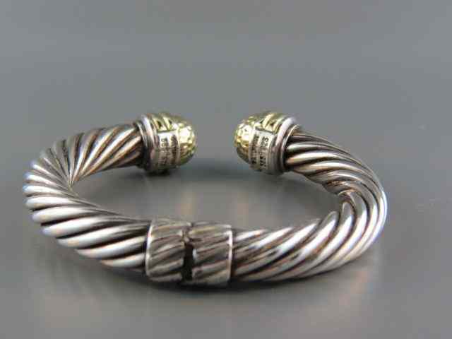 Appraisal: David Yurman k Gold Sterling Bracelet large twisted cable decor