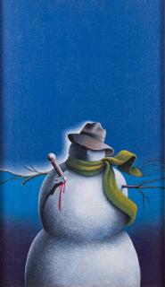 Appraisal: Roger Hane Bloody Snowman Acrylic On Canvas Roger T Hane