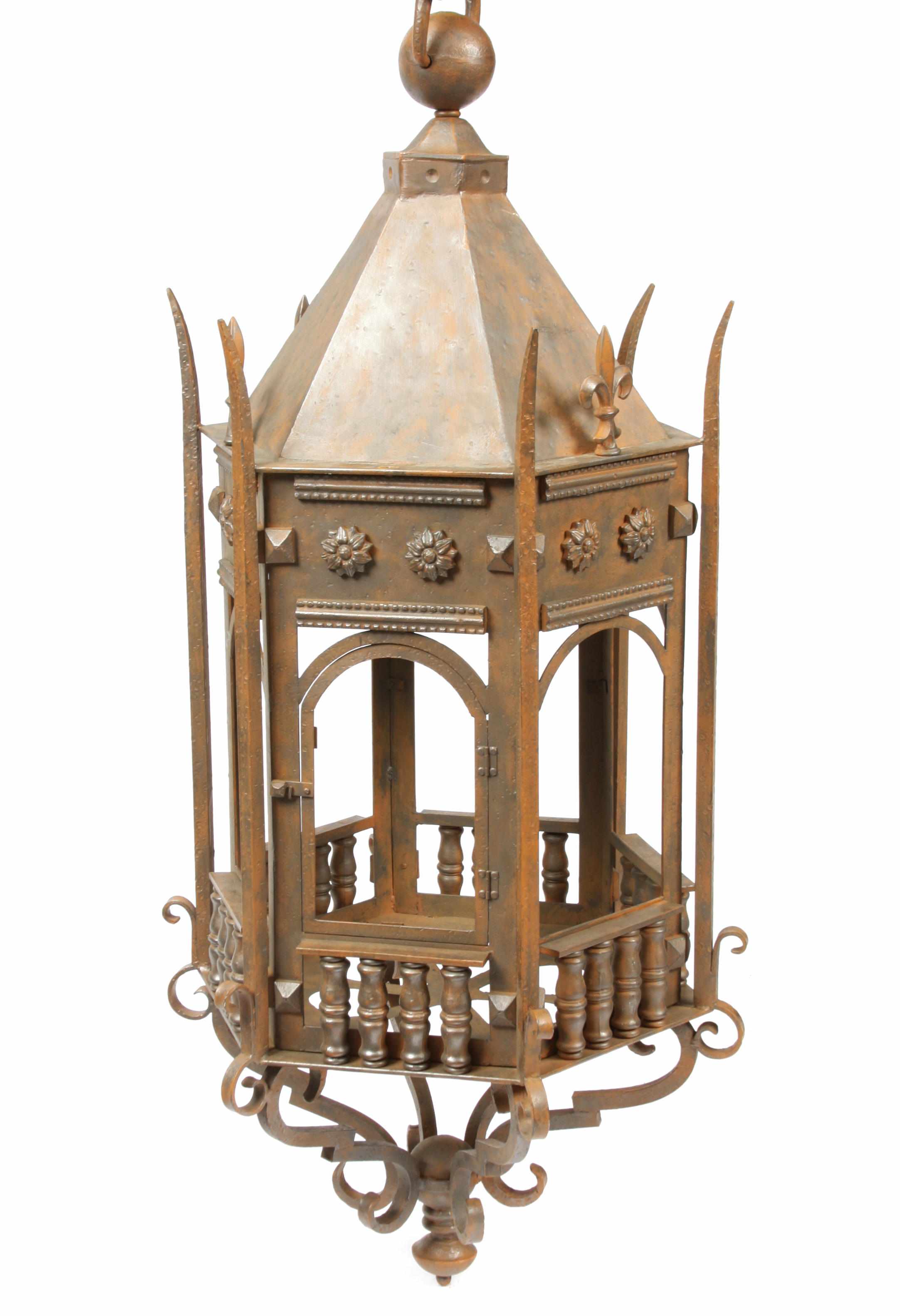 Appraisal: A large Rococo style wrought iron lantern height in diameter