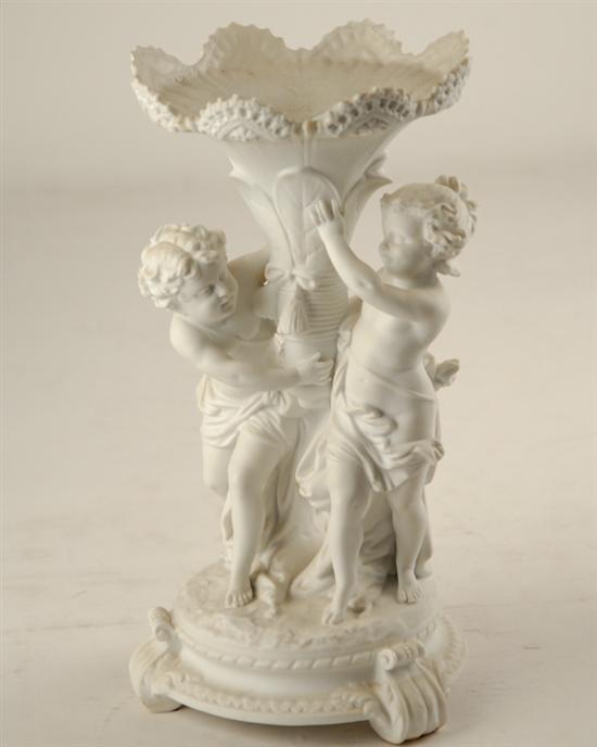 Appraisal: th C Continental Bisque Vase figural group repaired H