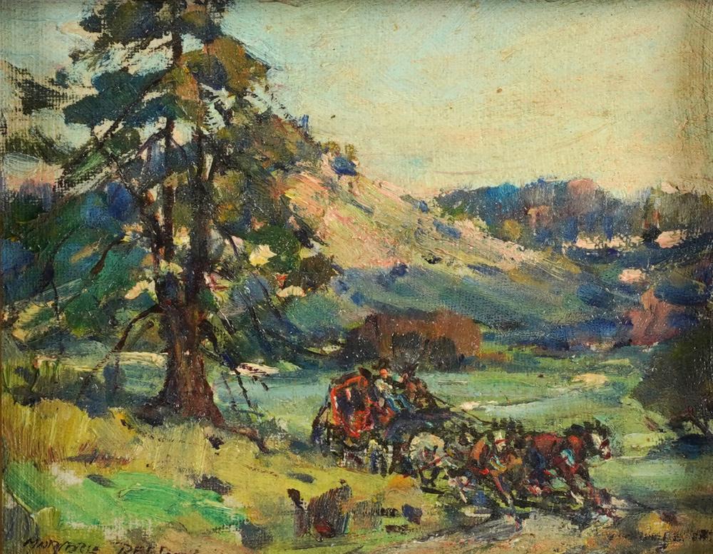 Appraisal: MARJORIE REED - STAGECOACH IN LANDSCAPEoil on board signed lower