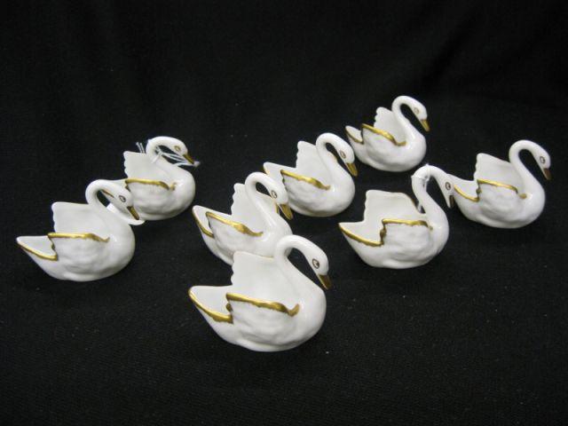 Appraisal: Set of Limoges Figural Swan Salt Cellars excellent