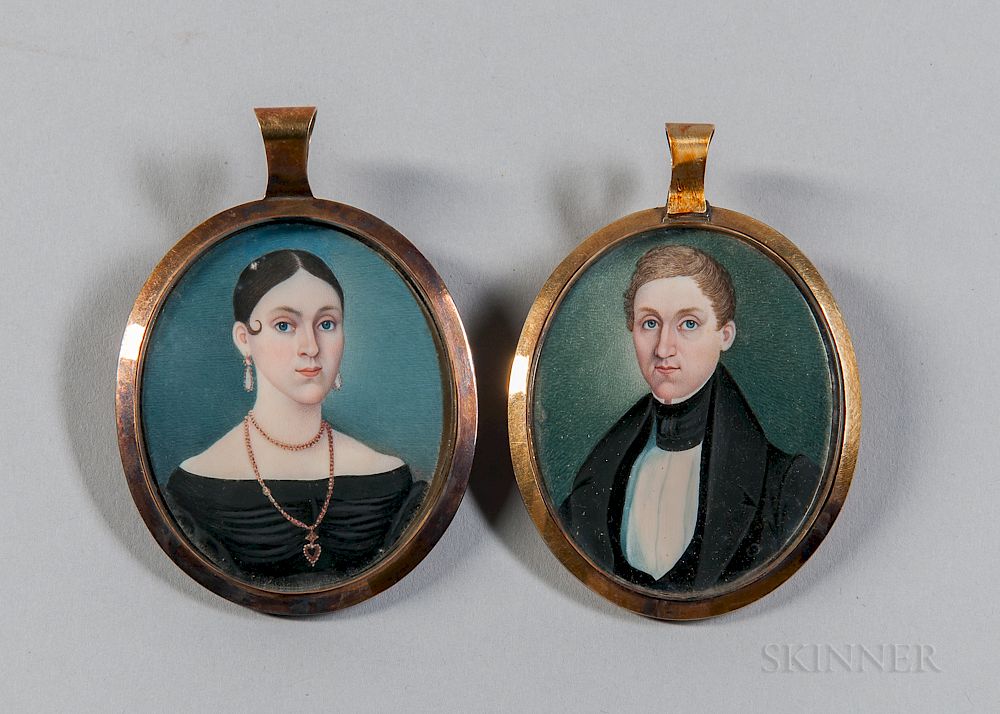 Appraisal: George Spieler Pennsylvania active c - Pair of Miniature Portraits