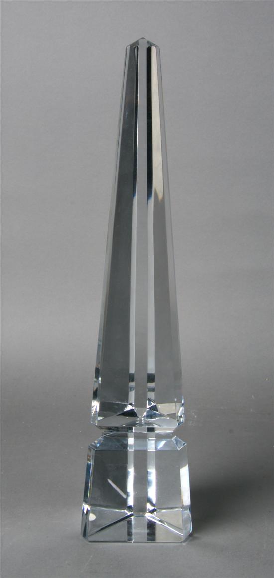 Appraisal: A Baccarat Crystal Obelisk Height inches