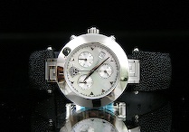 Appraisal: Versace R ve Steel Chrono Quartz Watch Mother-of-pearl round dial