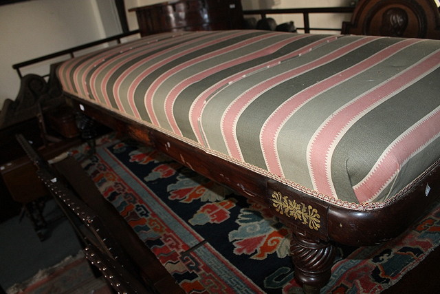 Appraisal: A TH CENTURY AND LATER ROSEWOOD LONG SEAT with green