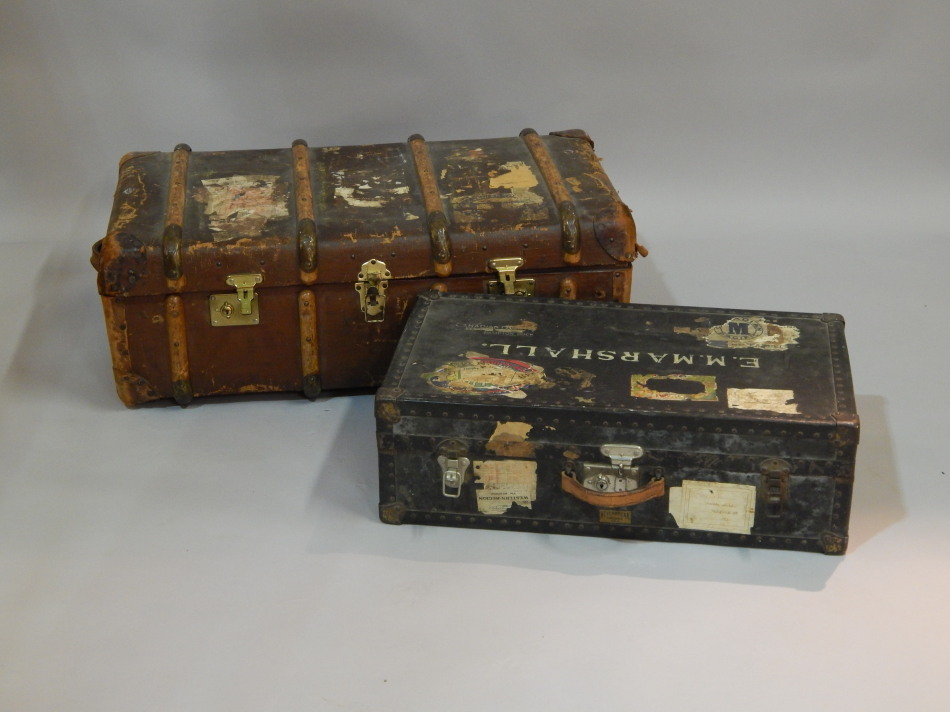 Appraisal: Various leather bound and other trunks