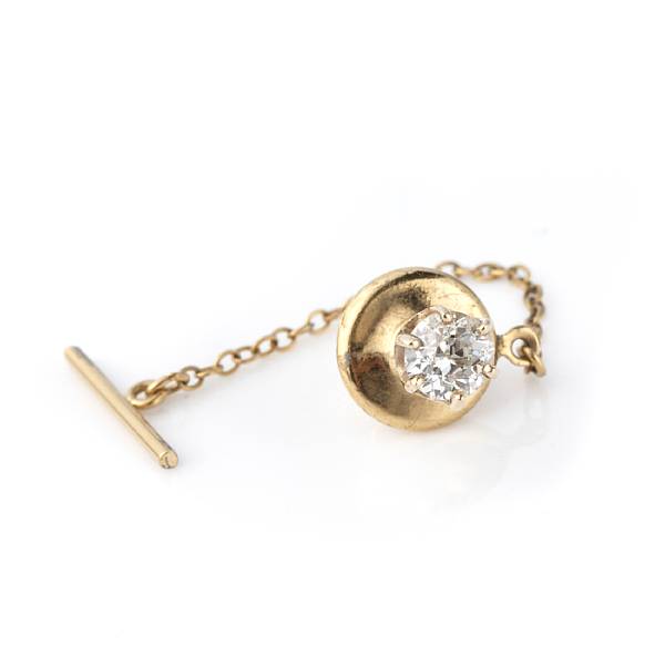 Appraisal: A diamond tie tack central diamond estimated to weight ct