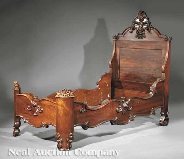 Appraisal: An American Rococo Carved Rosewood Youth Bed mid- th c