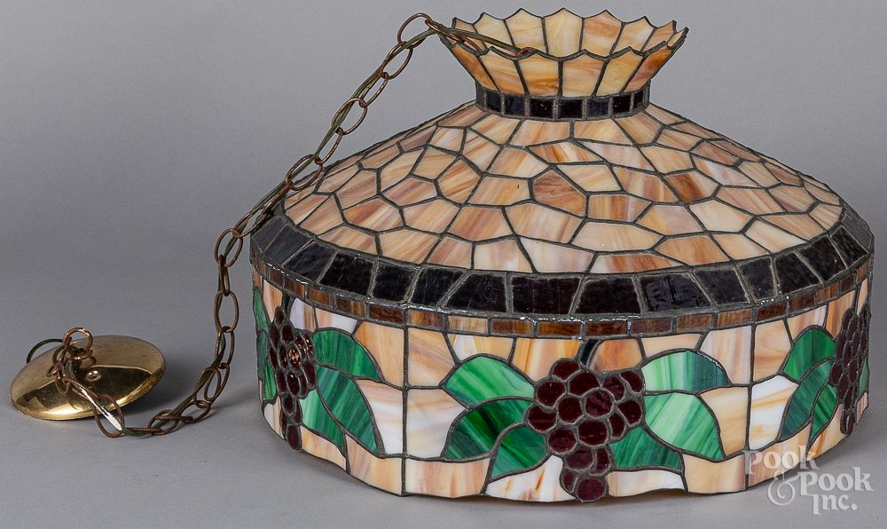 Appraisal: Leaded glass hanging light Leaded glass hanging light dia Condition