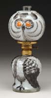 Appraisal: OWL MINI LAMP S - White milk glass with shades