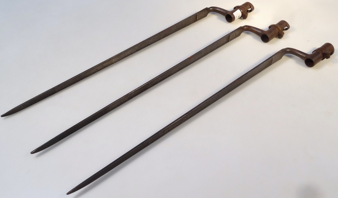 Appraisal: Three early thC bayonets each lacking scabbard