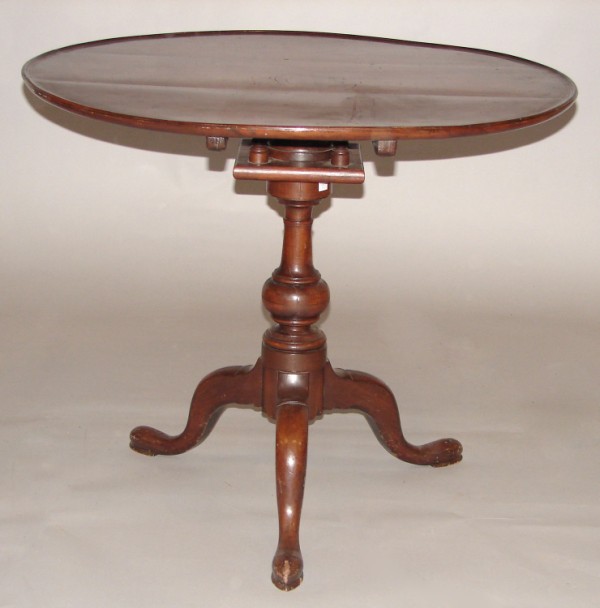 Appraisal: Mahogany dish top turned pedestal with suppressed ball cabriole leg