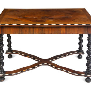 Appraisal: A Northern Italian Bone Inlaid Marquetry Walnut and Ebony Center