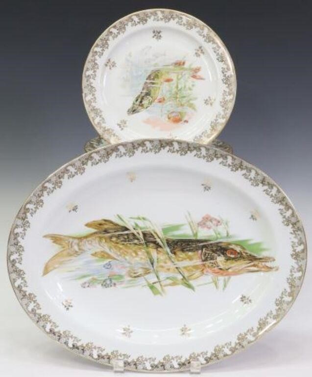 Appraisal: LIMOGES PARCEL GILT PORCELAIN FISH SERVICE lot of French Limoges