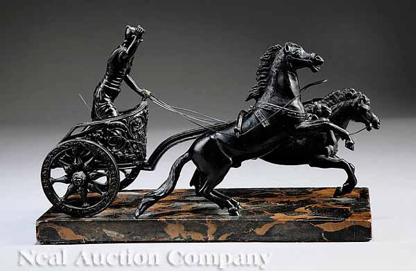 Appraisal: A French Patinated Bronze Figure of a Charioteer th c