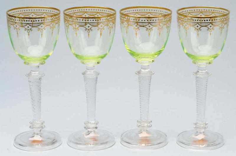 Appraisal: Set of Moser Goblets with Gilding Description With twisted solid