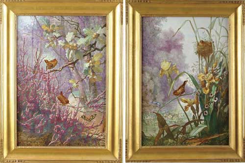 Appraisal: OUTSTANDING PAIR OF HAND PAINTED FRAMED PORCELAIN PLAQUES Both signed