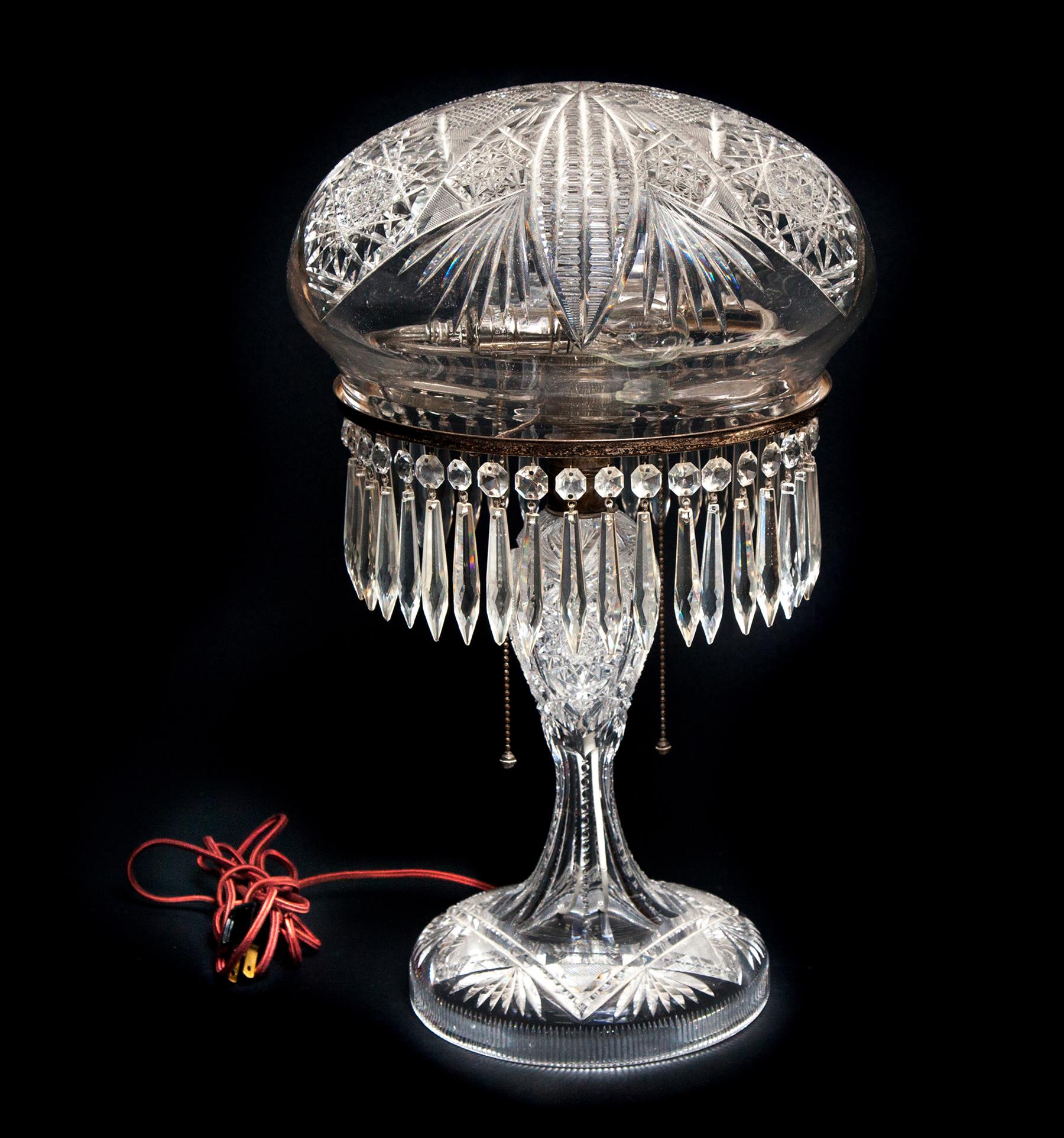 Appraisal: CUT GLASS TABLE LAMP American st quarter- th century Brilliant