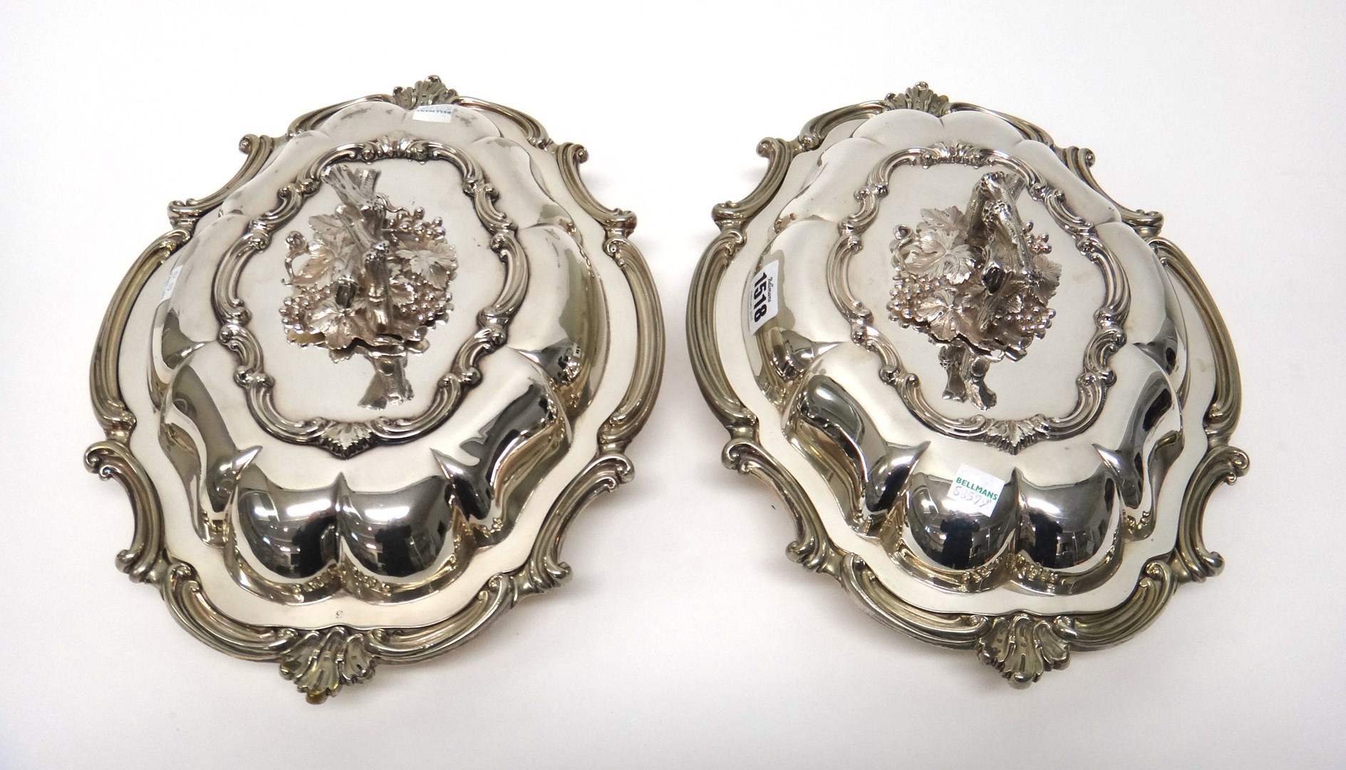 Appraisal: A pair of Victorian plated shaped oval lidded entree dishes