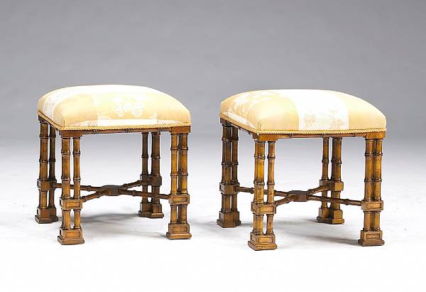 Appraisal: A pair of George III style mahogany stools height in