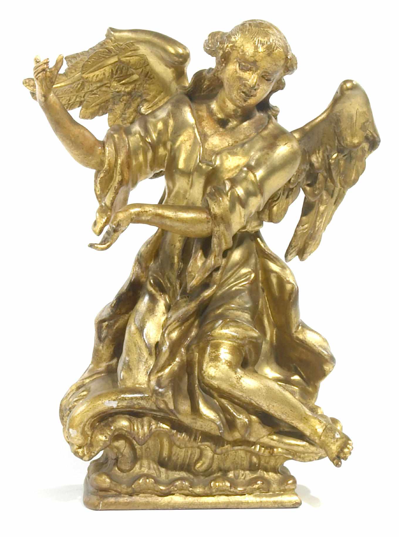 Appraisal: A Continental Rococo carved giltwood figure of a kneeling angel