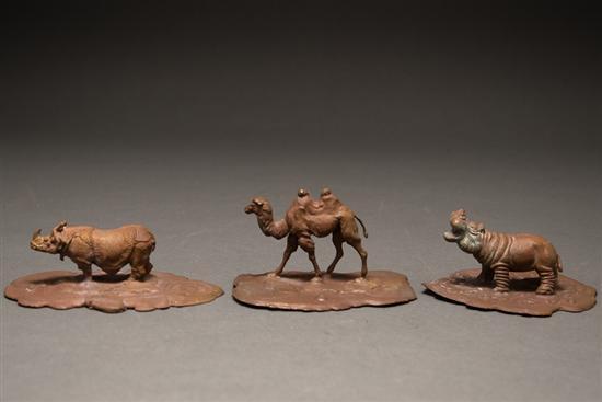 Appraisal: Three cast and painted bronze animal-form paperweights th century all