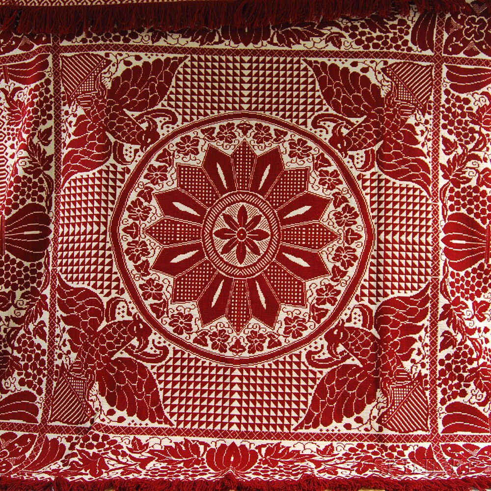 Appraisal: Red and White Wool Coverlet and a Patchwork Diamond in