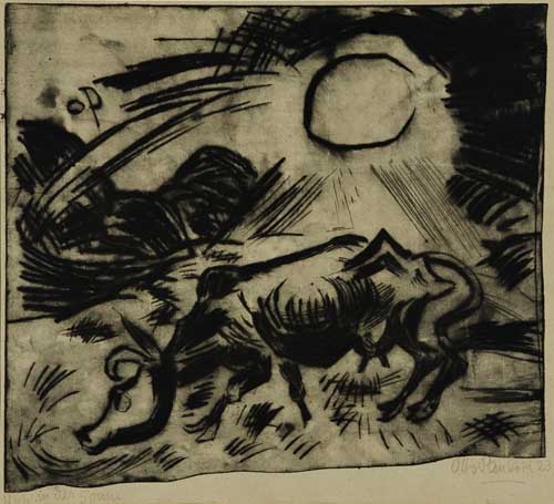 Appraisal: OTTO PANKOK Kuh in der Sonne Drypoint x mm x