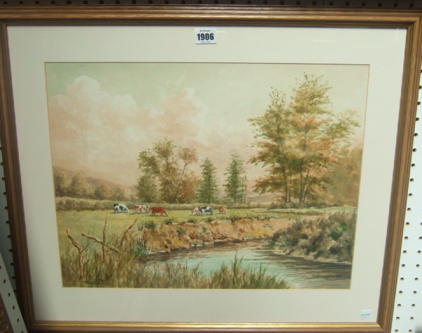 Appraisal: S T Haines th century Cattle grazing near a river