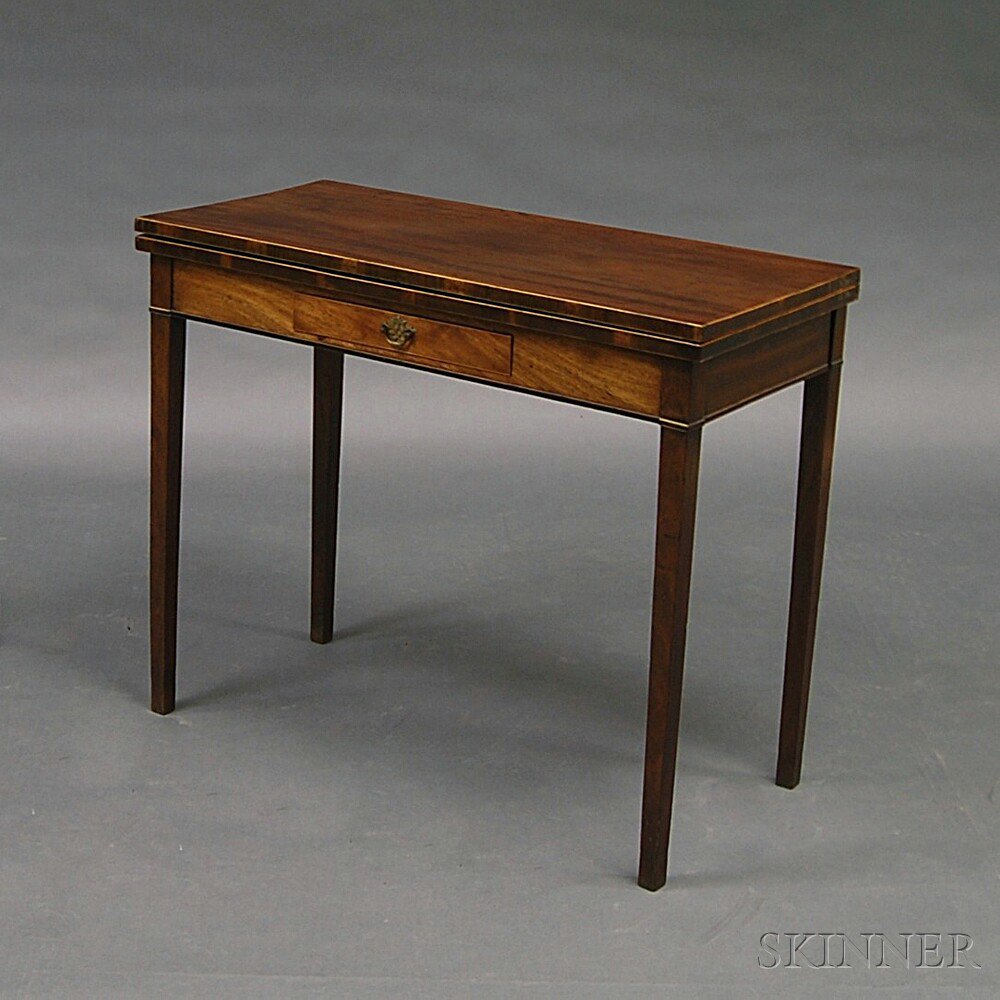 Appraisal: George III Inlaid Mahogany Veneer One-drawer Card Table England late