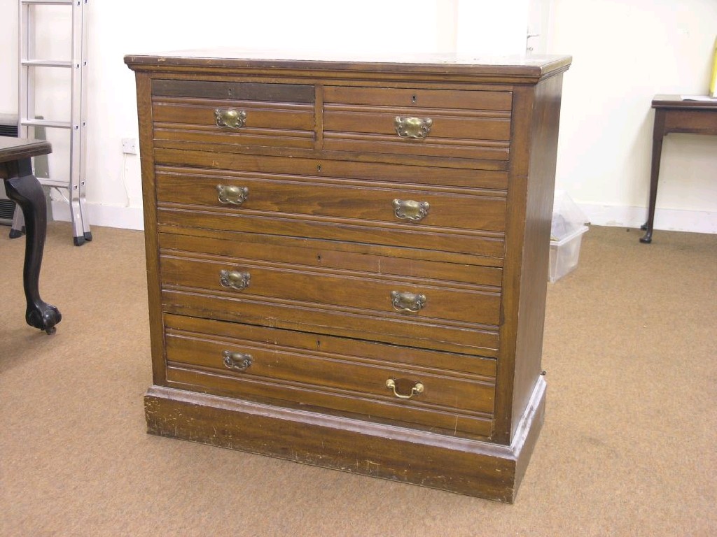 Appraisal: An Edwardian beech chest of drawers two short and three