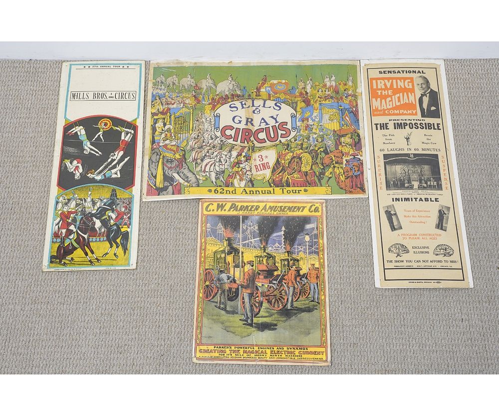 Appraisal: Posters - Circus Four circus posters to include Mills Bros