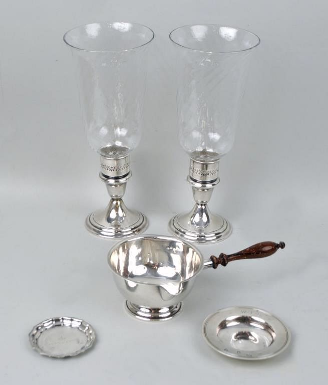 Appraisal: Group Four American Sterling Silver Table Articles comprising a sauce