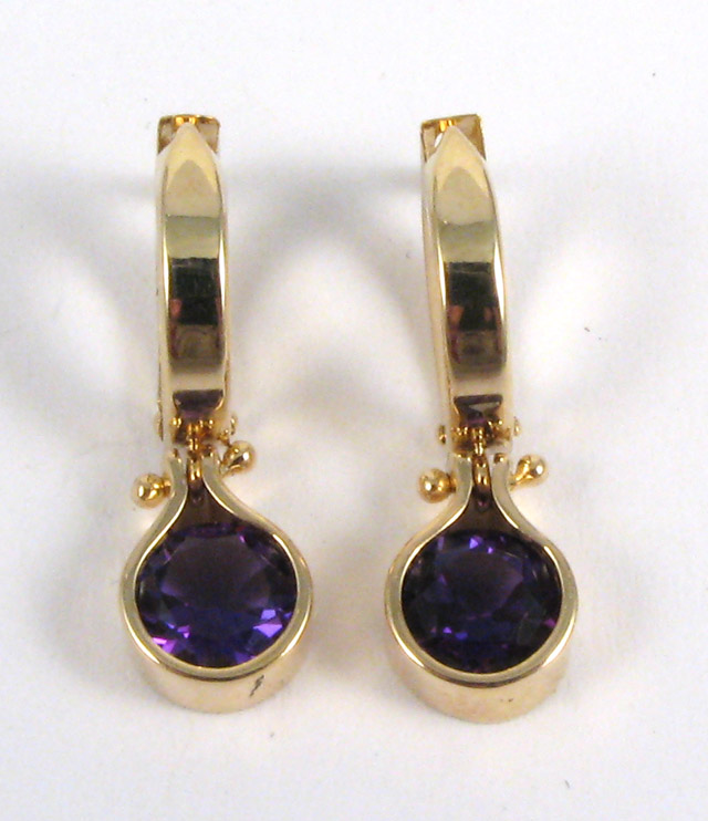 Appraisal: PAIR OF AMETHYST EARRINGS each k yellow gold and set